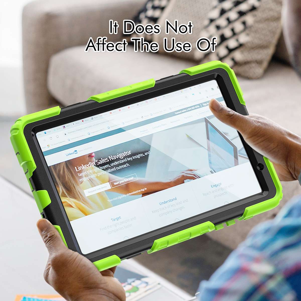 For Samsung Galaxy Tab A7 Lite T220 Silicone Hybrid PC Tablet Case with ... (Black + Yellow Green)