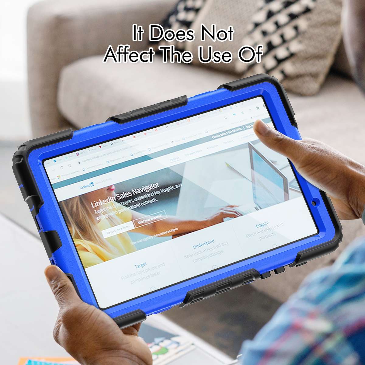 For Samsung Galaxy Tab A7 Lite T220 Silicone Hybrid PC Tablet Case with Sh ... (Dark Blue + Black)