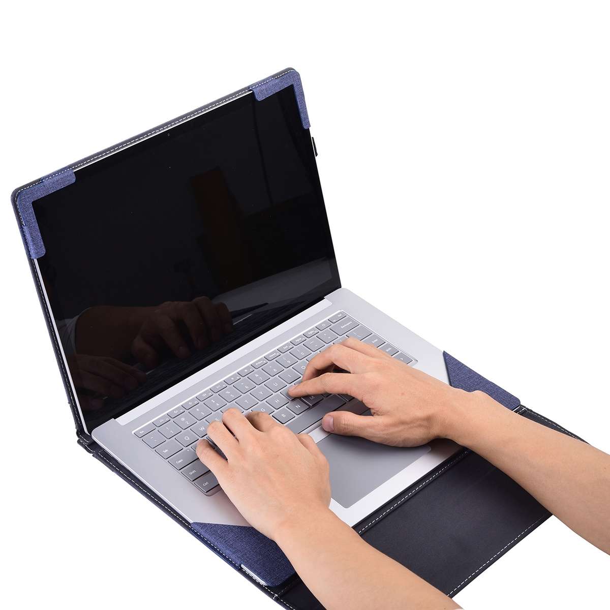For MicroSoft Surface Laptop 7 13.8 inch Cloth Texture Laptop Leather Protective Case(Deep Blue)