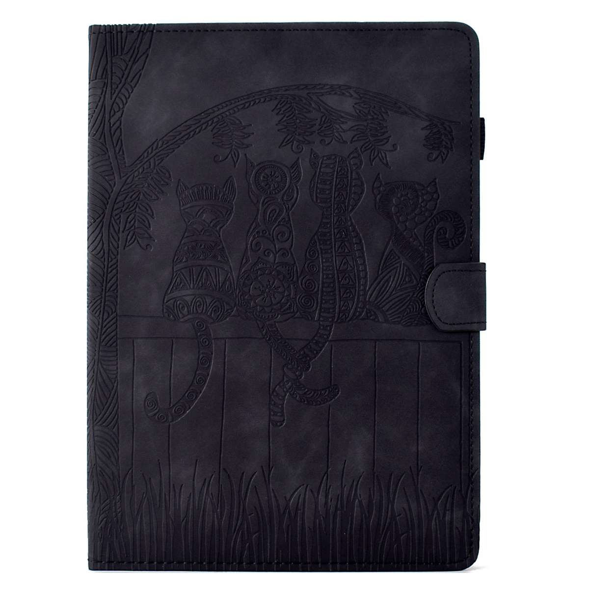 For Samsung Galaxy Tab A11 / A9 Cats Embossed Leather Tablet Case(Black)