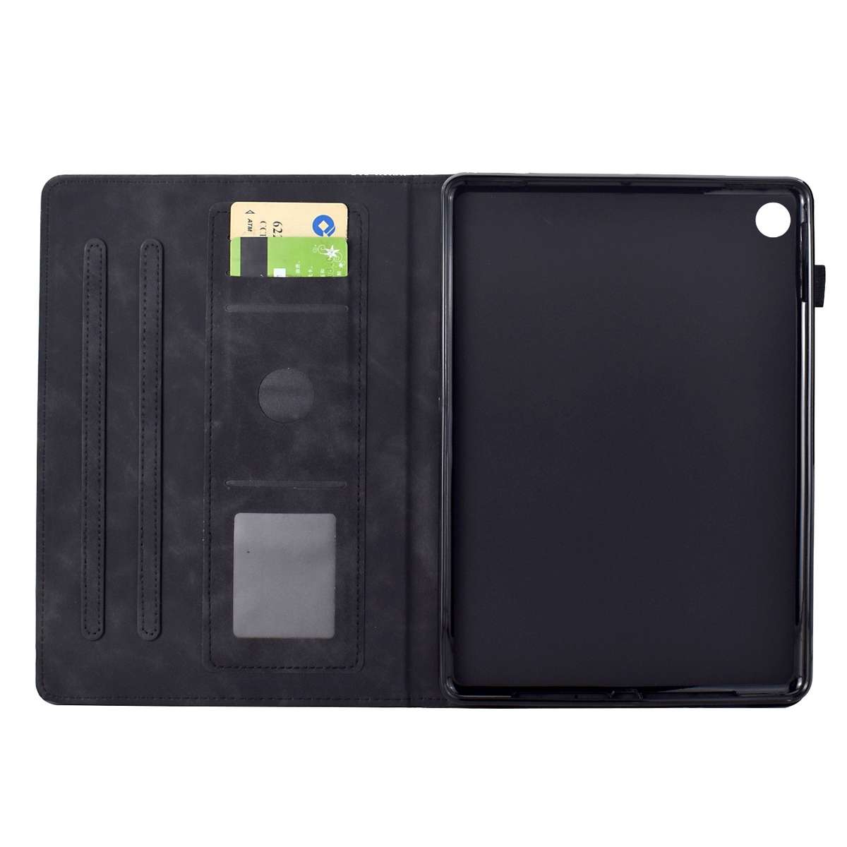 For Samsung Galaxy Tab A11 / A9 Cats Embossed Leather Tablet Case(Black)