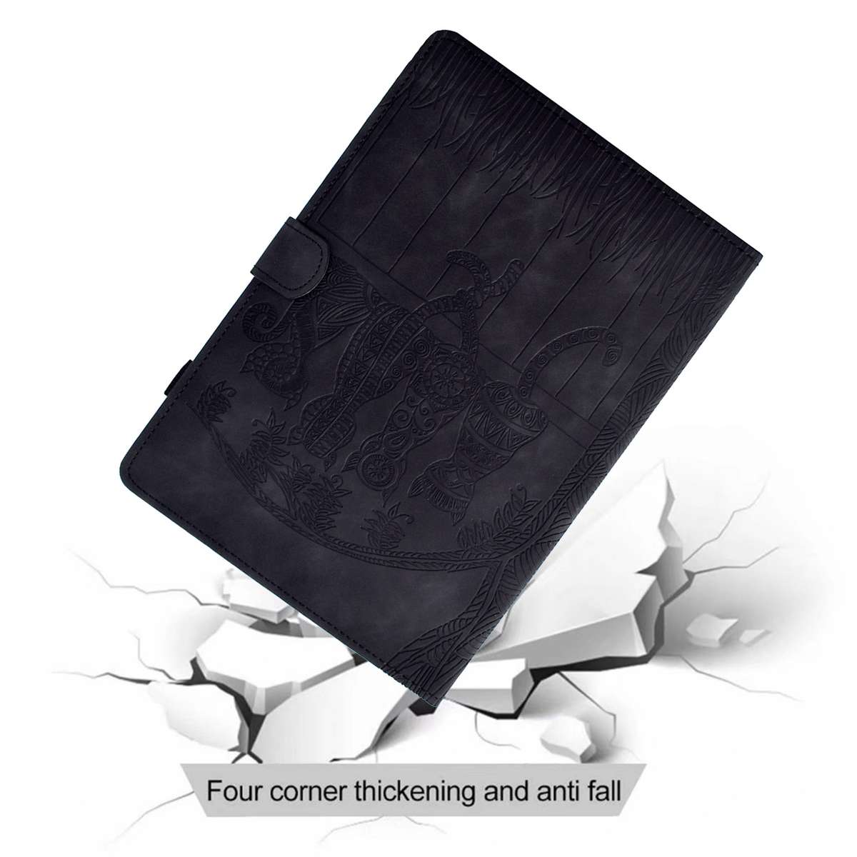 For Samsung Galaxy Tab A11 / A9 Cats Embossed Leather Tablet Case(Black)