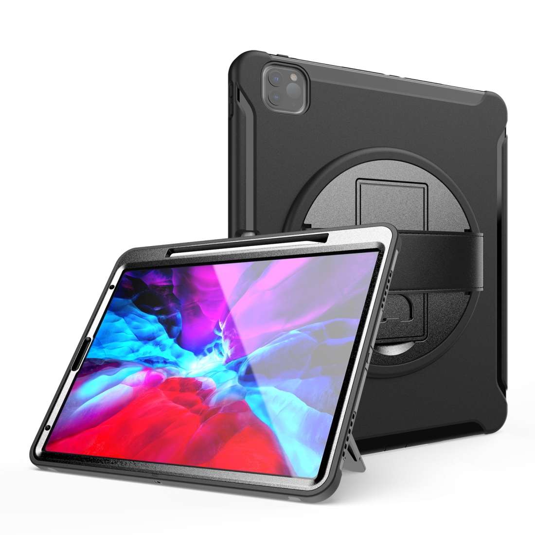For iPad Pro 12.9 inch (2020) 360 Degree Rotation PC+TPU Protective Cover with Holder ... (Black)