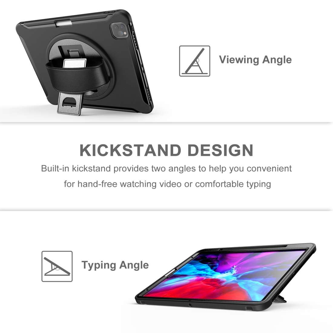 For iPad Pro 12.9 inch (2020) 360 Degree Rotation PC+TPU Protective Cover with Holder ... (Black)