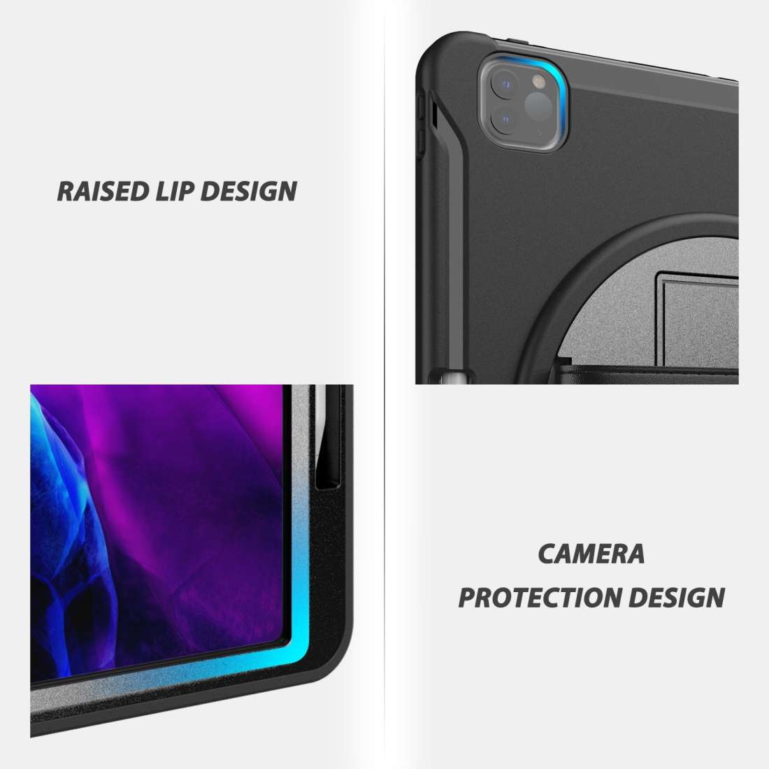 For iPad Pro 12.9 inch (2020) 360 Degree Rotation PC+TPU Protective Cover with Holder ... (Black)