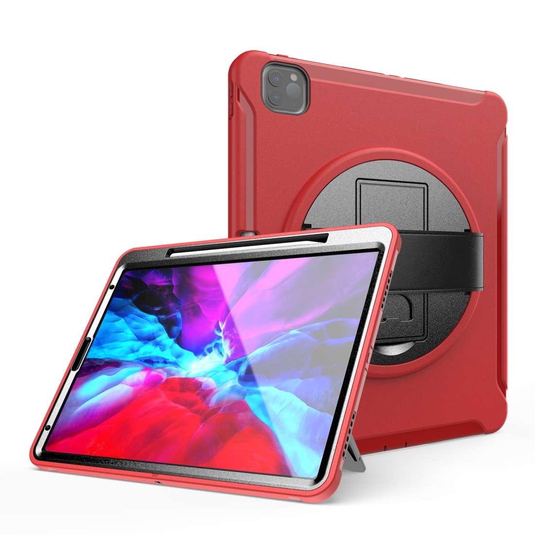 For iPad Pro 12.9 inch (2020) 360 Degree Rotation PC+TPU Protective Cover with Holder & ... (Red)