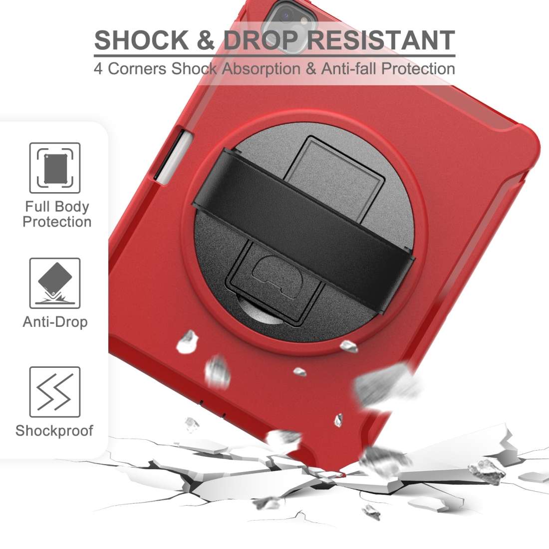 For iPad Pro 12.9 inch (2020) 360 Degree Rotation PC+TPU Protective Cover with Holder & ... (Red)