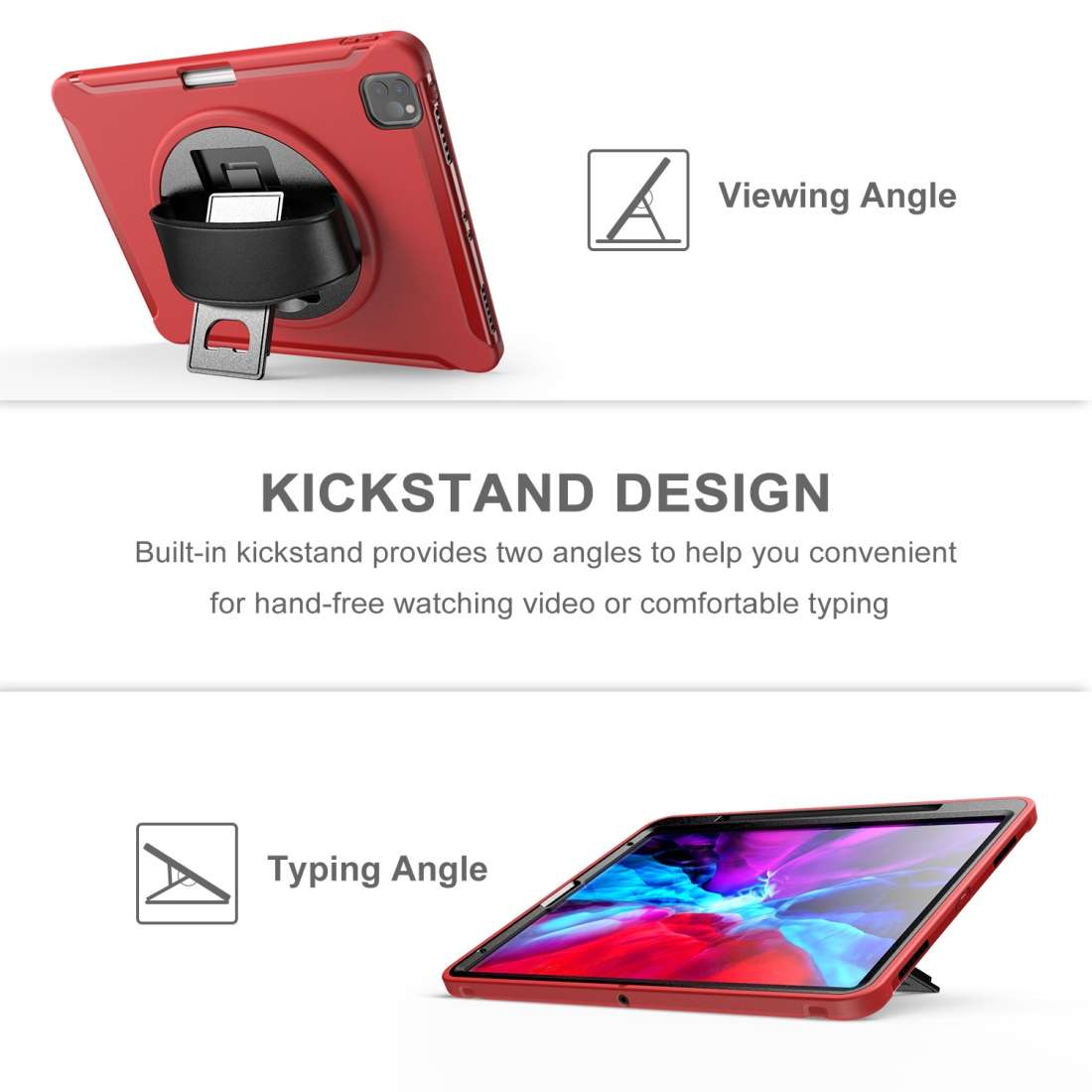 For iPad Pro 12.9 inch (2020) 360 Degree Rotation PC+TPU Protective Cover with Holder & ... (Red)