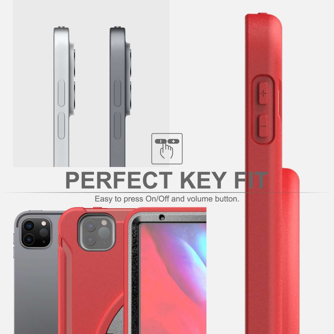 For iPad Pro 12.9 inch (2020) 360 Degree Rotation PC+TPU Protective Cover with Holder & ... (Red)