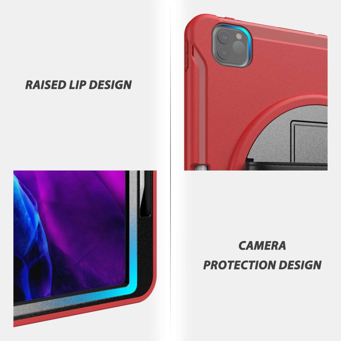 For iPad Pro 12.9 inch (2020) 360 Degree Rotation PC+TPU Protective Cover with Holder & ... (Red)