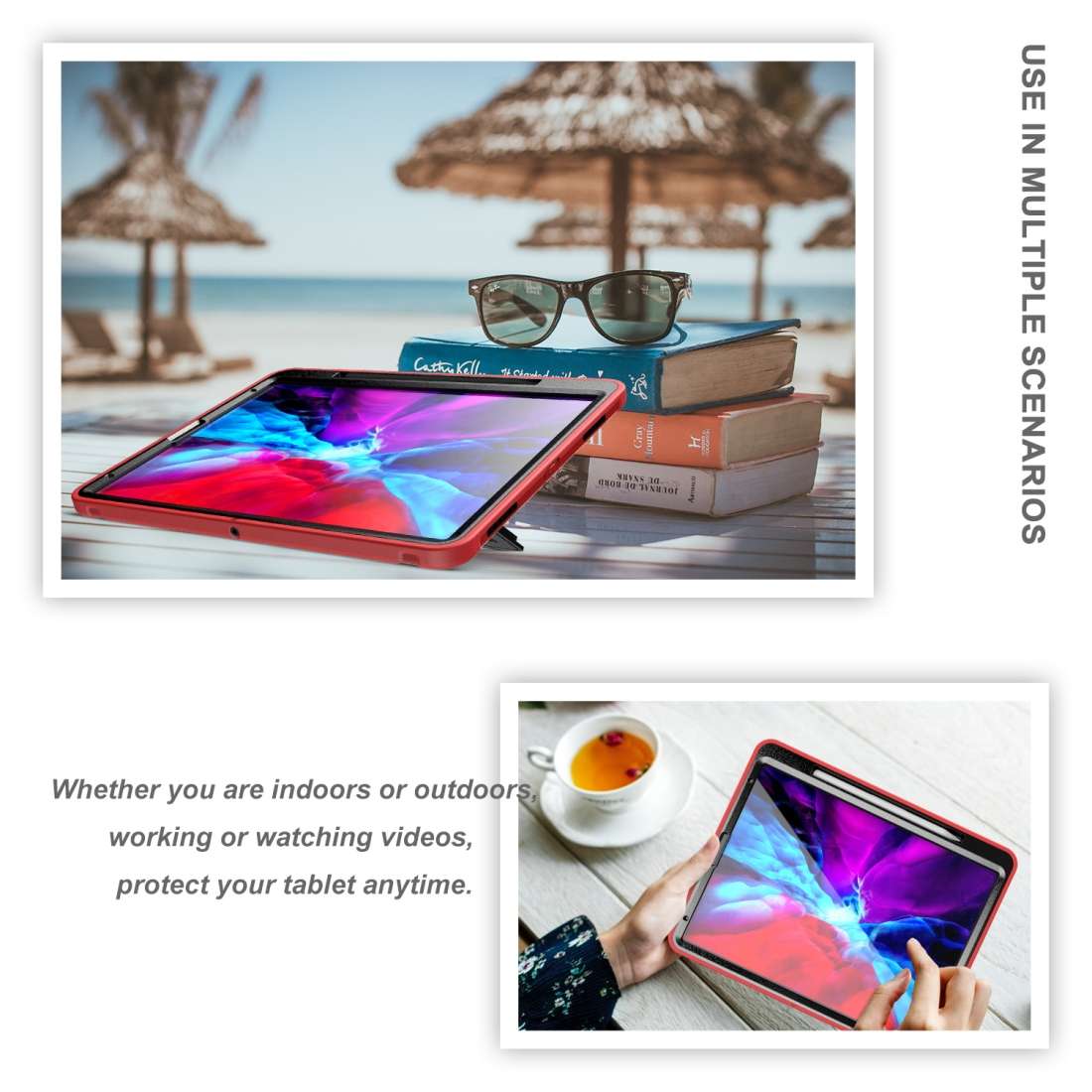 For iPad Pro 12.9 inch (2020) 360 Degree Rotation PC+TPU Protective Cover with Holder & ... (Red)