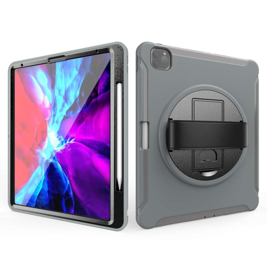 For iPad Pro 12.9 inch (2020) 360 Degree Rotation PC+TPU Protective Cover with Holder & ... (Gray)