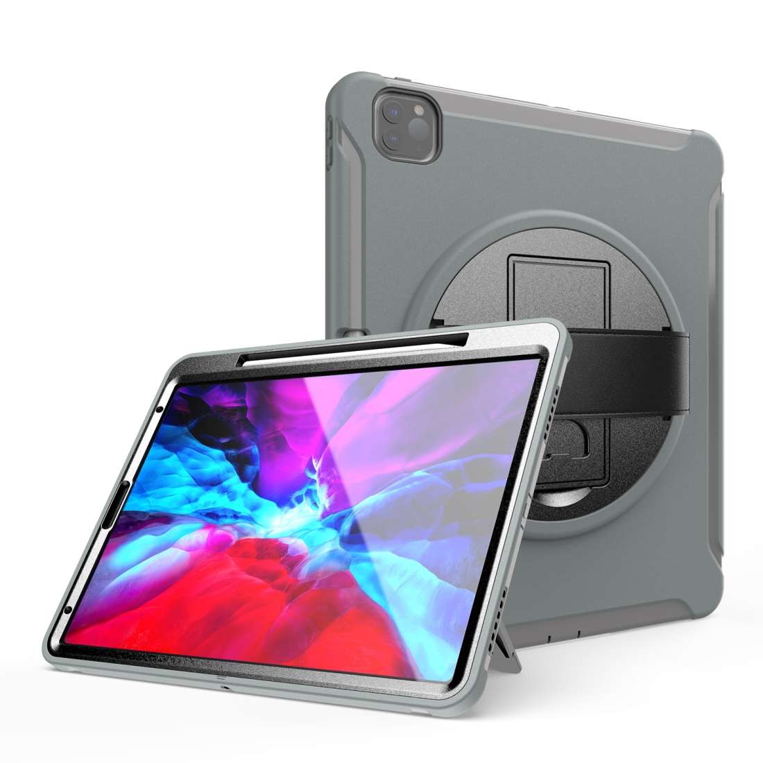 For iPad Pro 12.9 inch (2020) 360 Degree Rotation PC+TPU Protective Cover with Holder & ... (Gray)