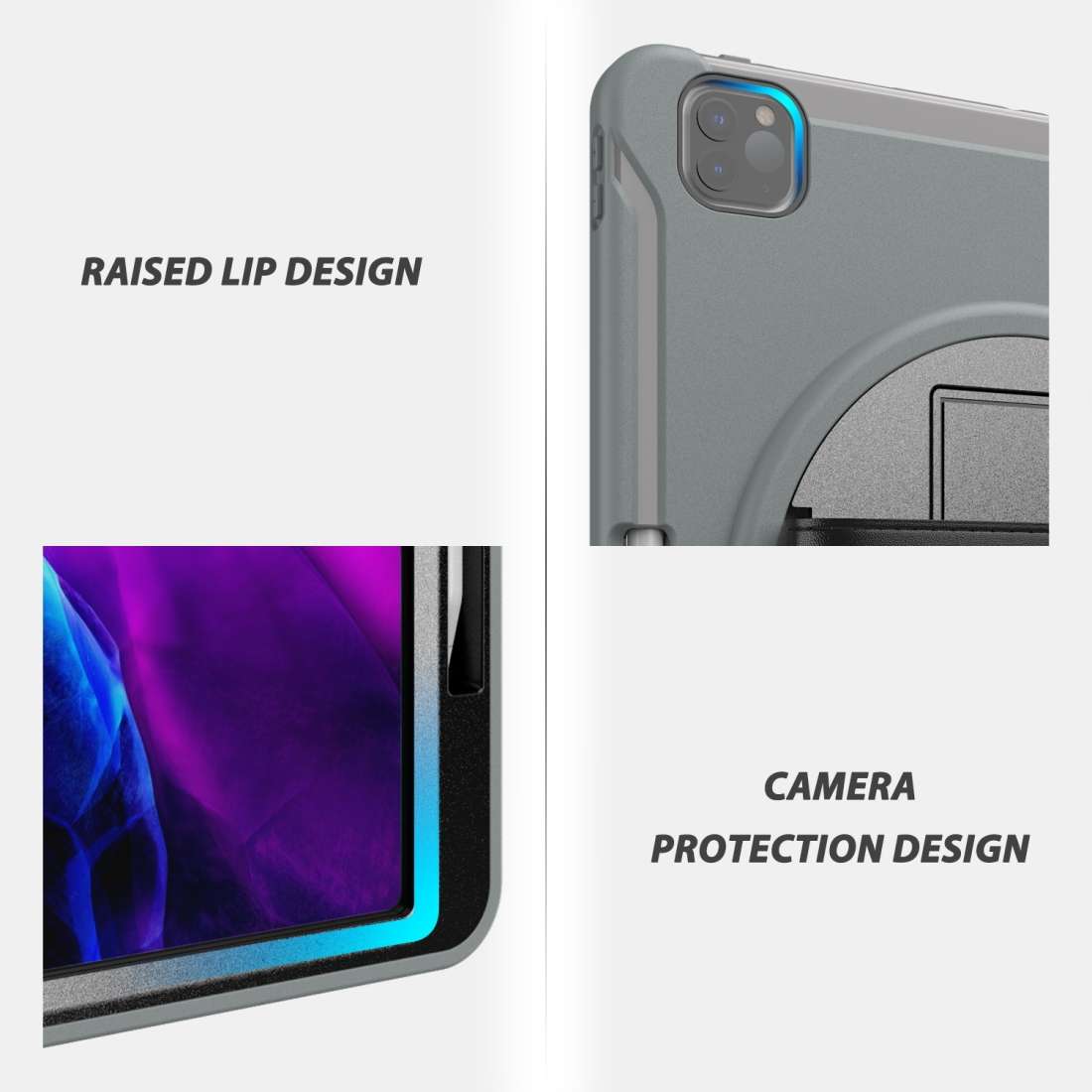 For iPad Pro 12.9 inch (2020) 360 Degree Rotation PC+TPU Protective Cover with Holder & ... (Gray)