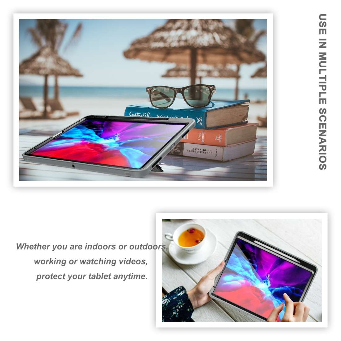 For iPad Pro 12.9 inch (2020) 360 Degree Rotation PC+TPU Protective Cover with Holder & ... (Gray)
