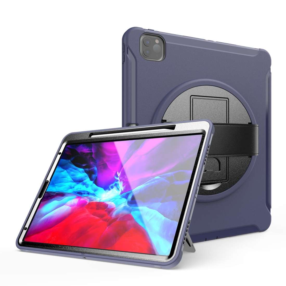 For iPad Pro 12.9 inch (2020) 360 Degree Rotation PC+TPU Protective Cover with Holder & ... (Blue)