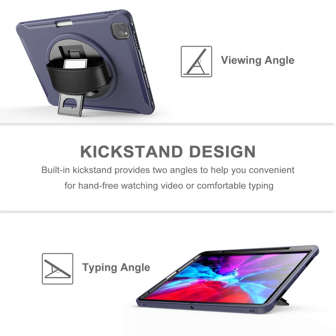 For iPad Pro 12.9 inch (2020) 360 Degree Rotation PC+TPU Protective Cover with Holder & ... (Blue)