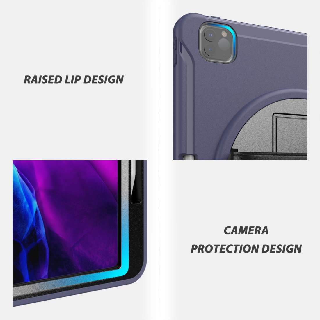 For iPad Pro 12.9 inch (2020) 360 Degree Rotation PC+TPU Protective Cover with Holder & ... (Blue)