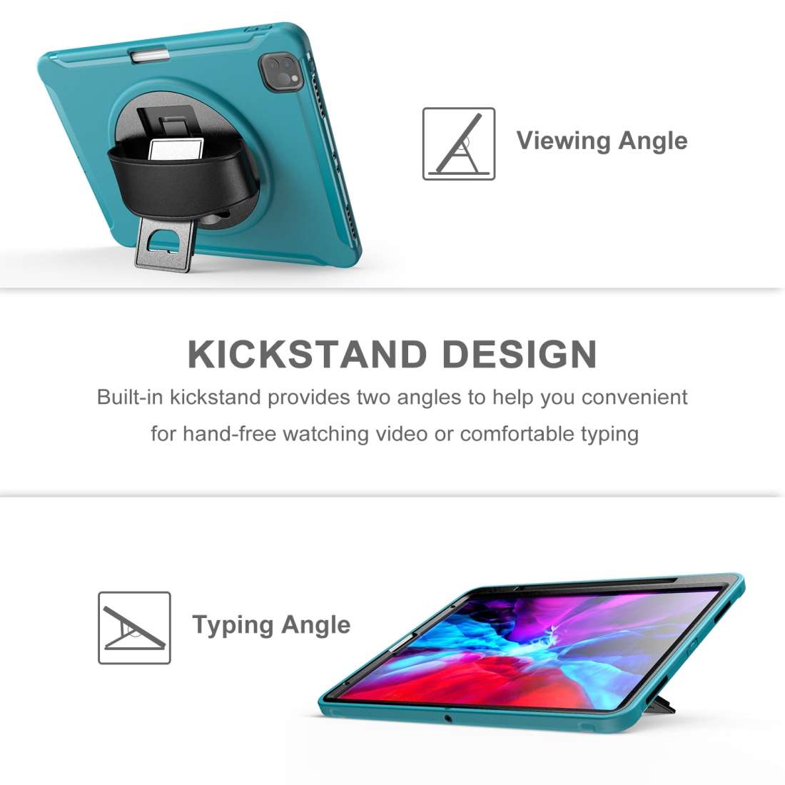 For iPad Pro 12.9 inch (2020) 360 Degree Rotation PC+TPU Protective Cover with Ho ... (Light Blue)