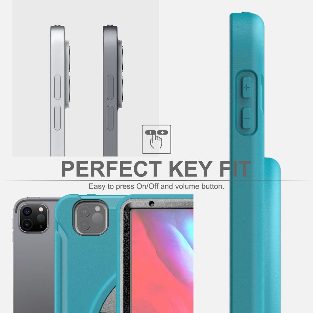 For iPad Pro 12.9 inch (2020) 360 Degree Rotation PC+TPU Protective Cover with Ho ... (Light Blue)