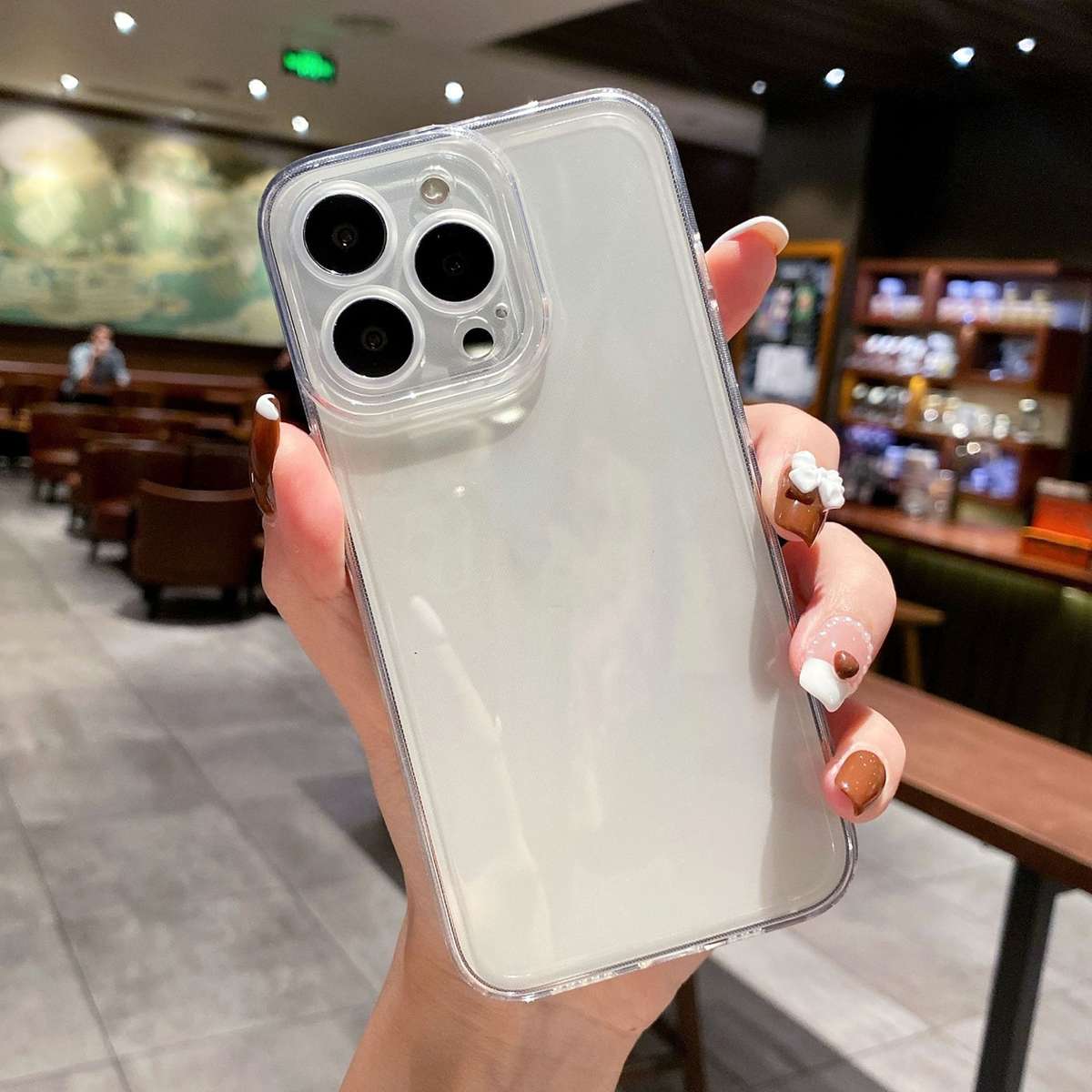 For iPhone 16 Pro Max Angel Eye Straight Edge Full Cover TPU Phone Case(Transparent)