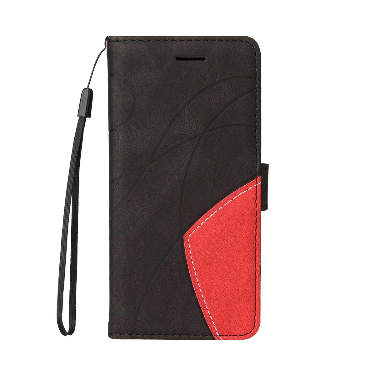 For Redmi 14C 4G Global Dual-color Splicing Flip Leather Phone Case(Black)