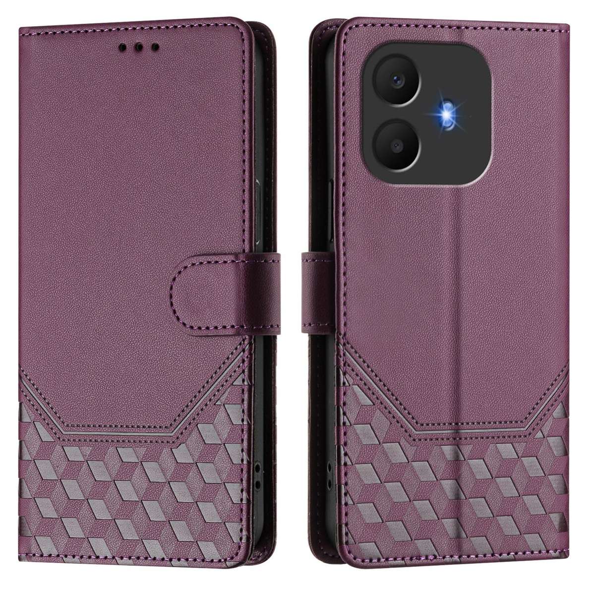 For TCL K70 Power 4G / K70 4G Honeycomb Embossing RFID Leather Phone Case(Violet)