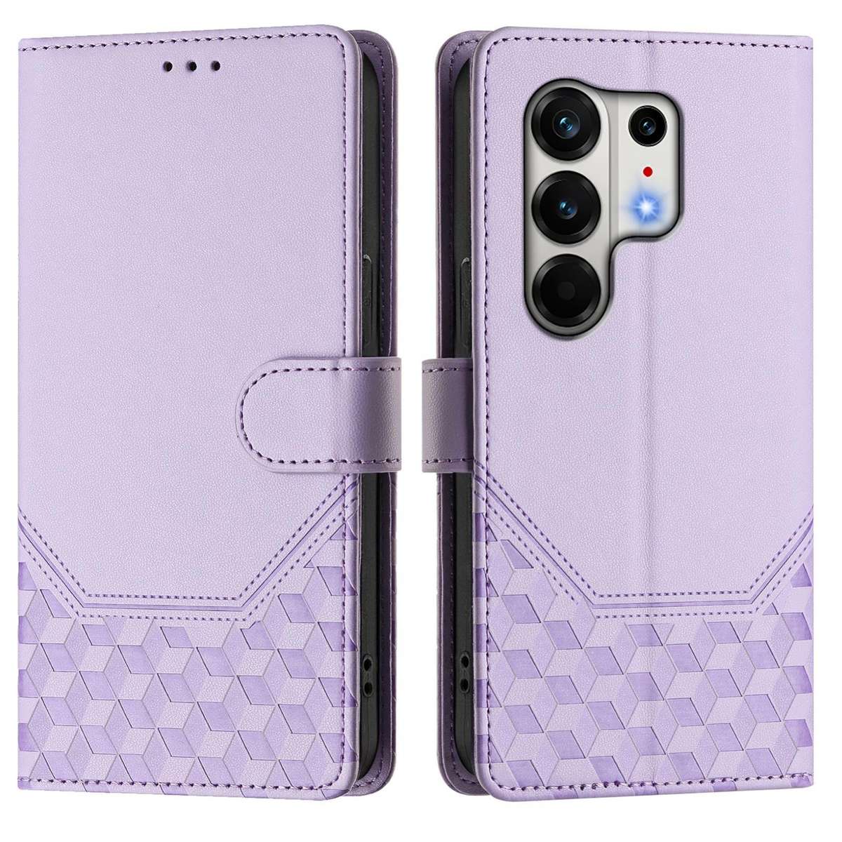For Tecno Camon 50 Pro 4G Honeycomb Embossing RFID Leather Phone Case(Light Purple)