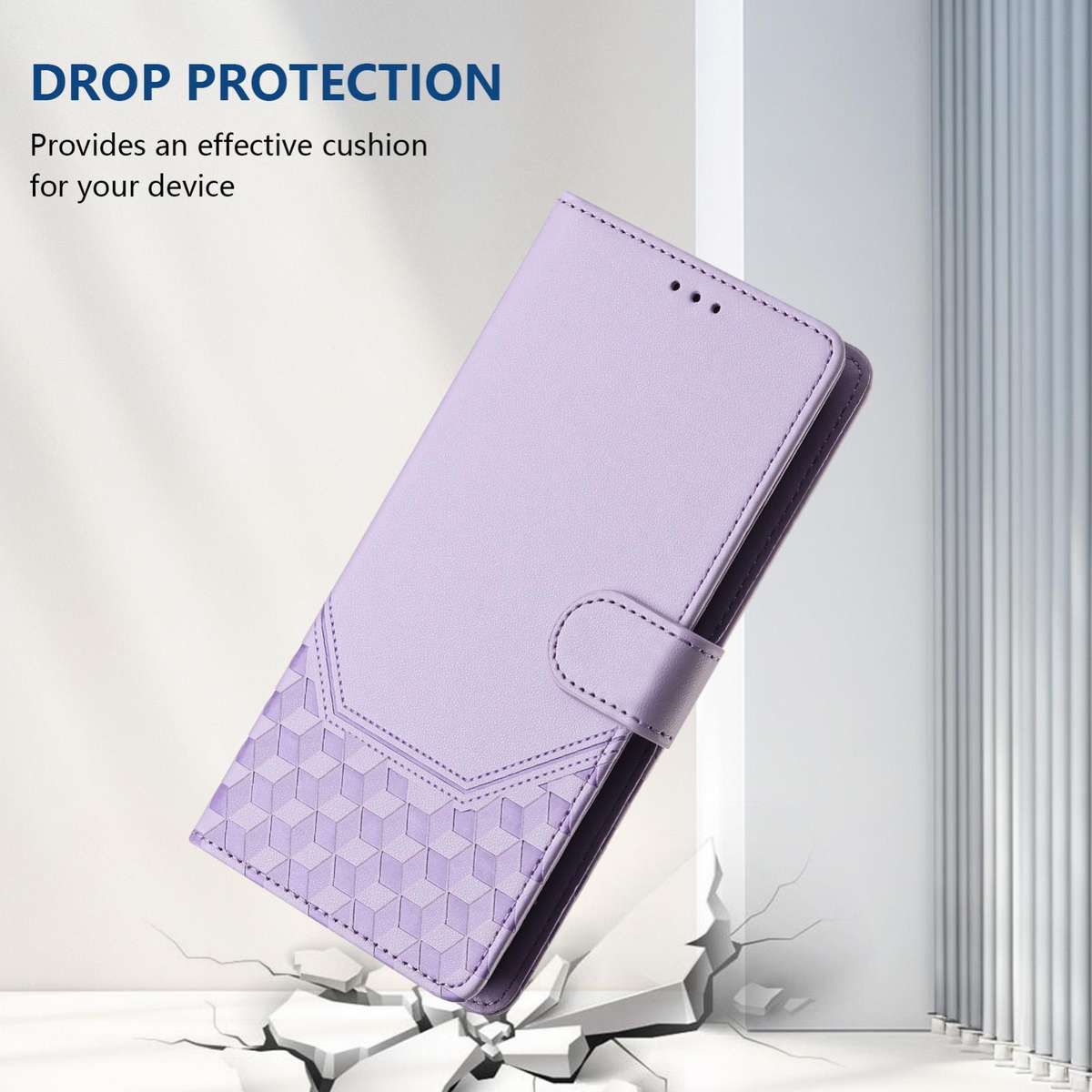 For Tecno Camon 50 Pro 4G Honeycomb Embossing RFID Leather Phone Case(Light Purple)