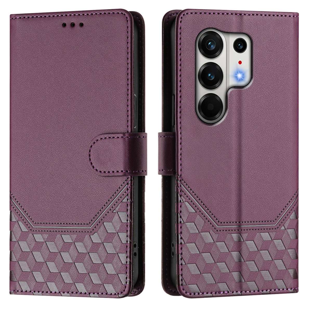 For Tecno Camon 50 Pro 4G Honeycomb Embossing RFID Leather Phone Case(Violet)