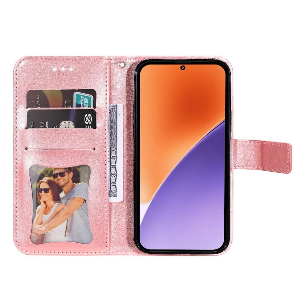 For Xiaomi 15 Seven-petal Flowers Embossing Leather Phone Case(Rose Gold)