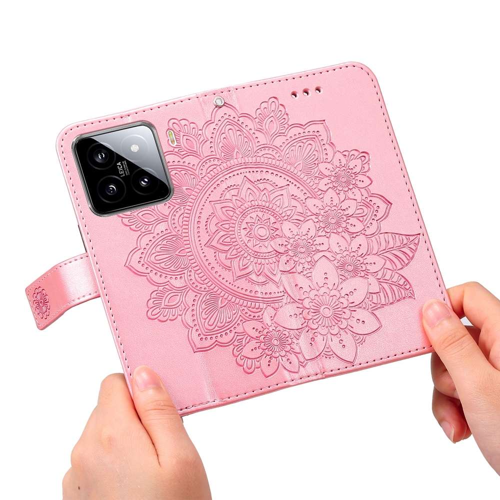 For Xiaomi 15 Seven-petal Flowers Embossing Leather Phone Case(Rose Gold)