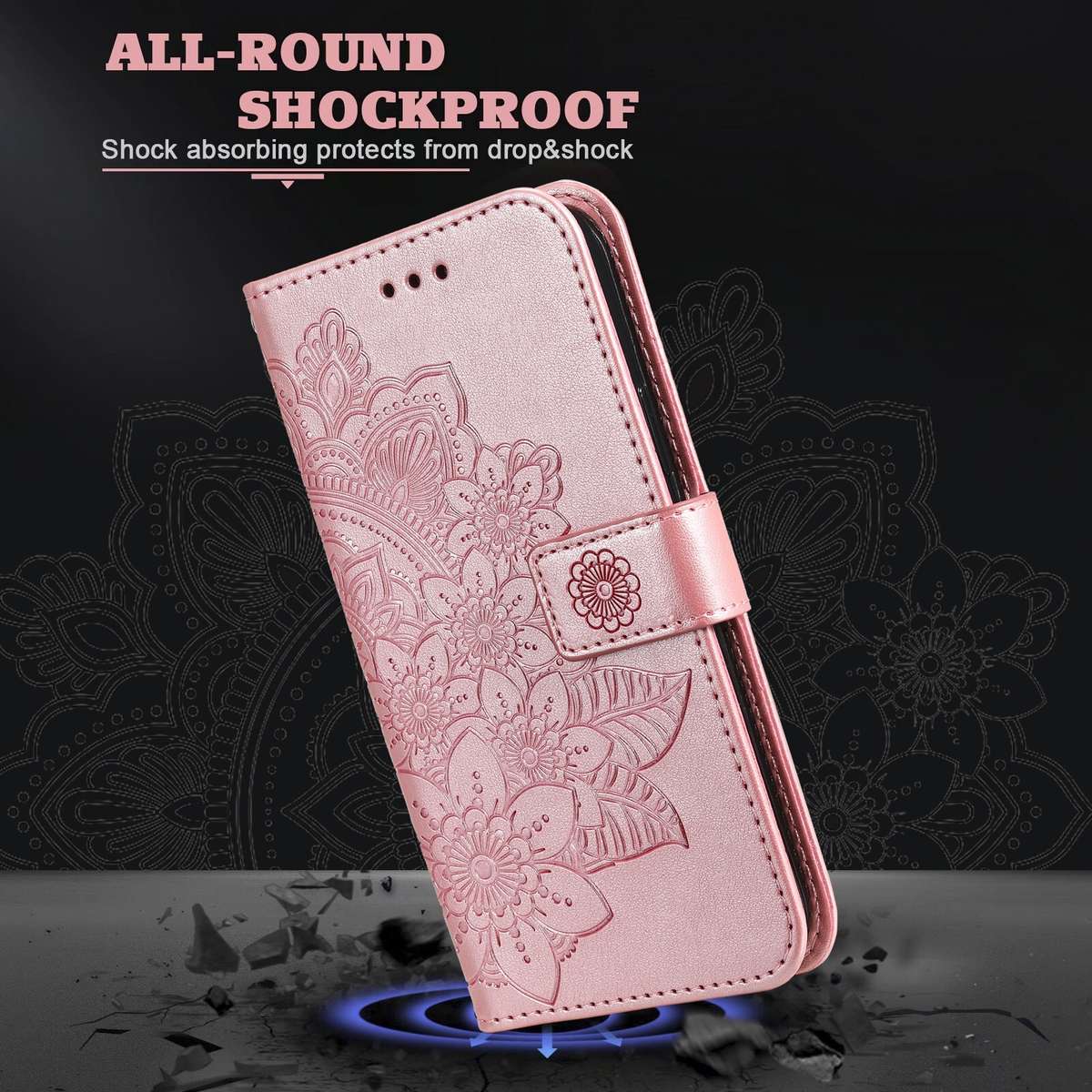 For Xiaomi 15 Seven-petal Flowers Embossing Leather Phone Case(Rose Gold)