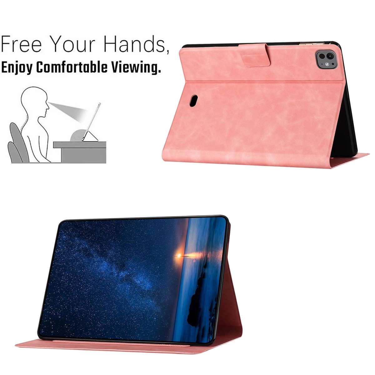 For iPad Air 10.9 2022 / 2020 Embossed Couple Cat Smart Tablet Leather Case(Pink)