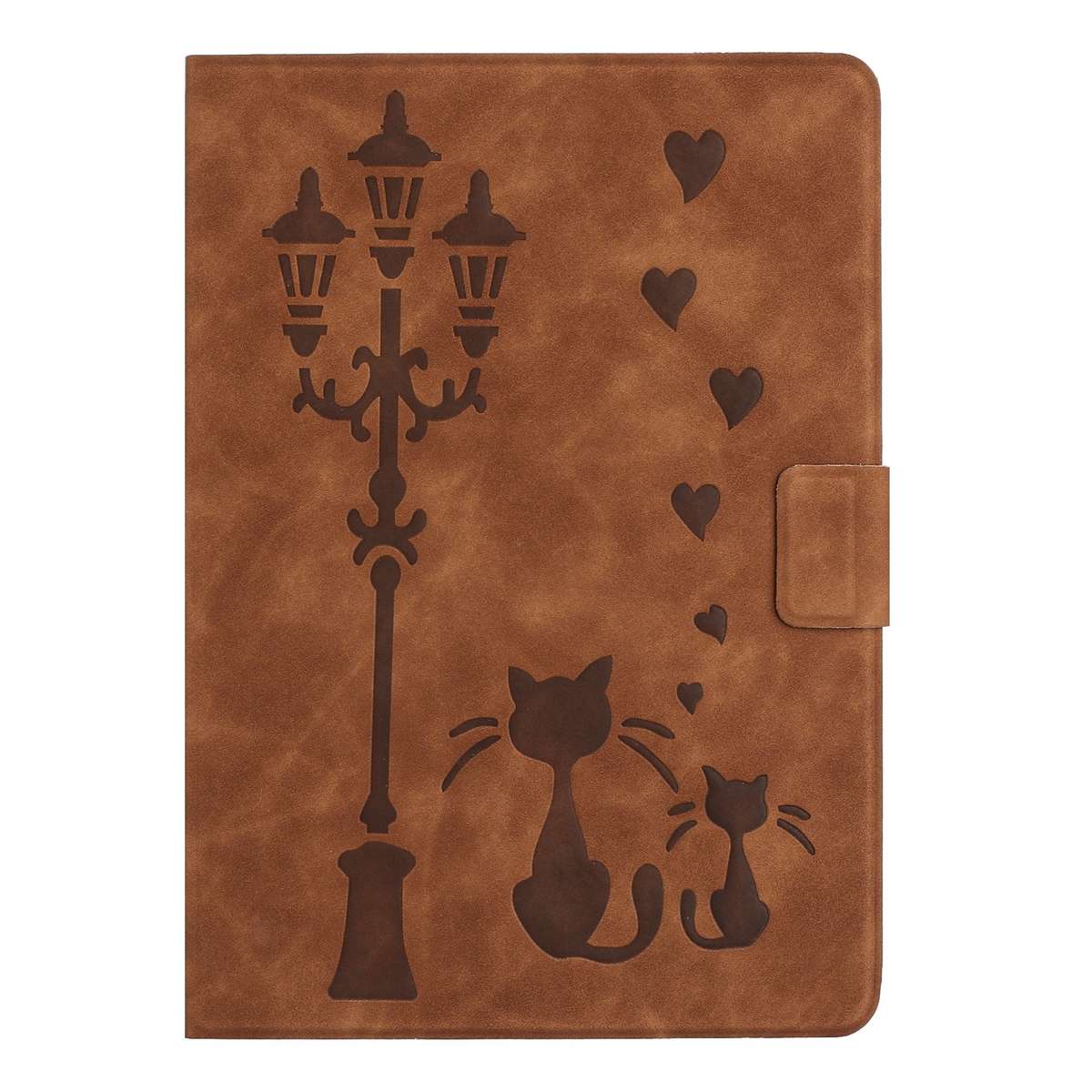 For Samsung Galaxy Tab A 10.1 2019 Embossed Couple Cat Smart Tablet Leather Case(Brown)