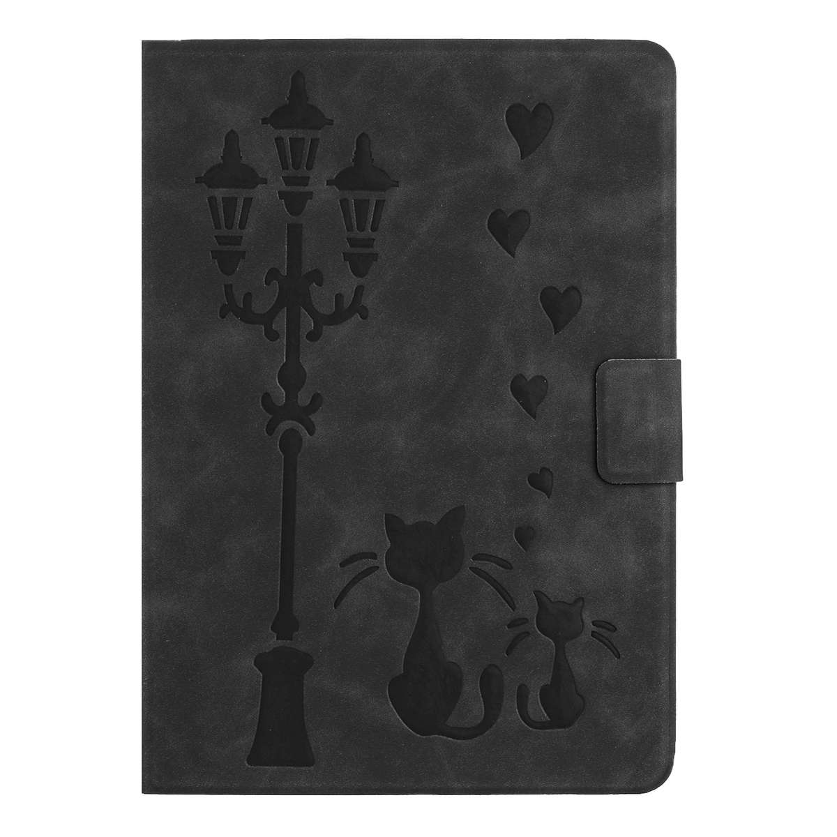 For Samsung Galaxy Tab A 10.1 2019 Embossed Couple Cat Smart Tablet Leather Case(Black)