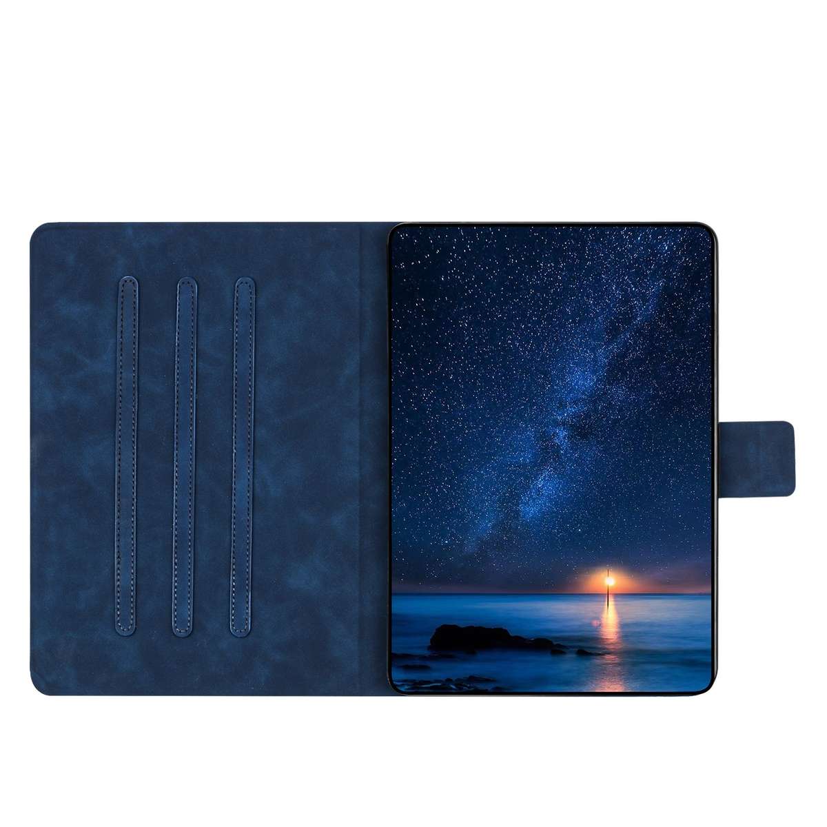 For Samsung Galaxy Tab A7 Lite Embossed Couple Cat Smart Tablet Leather Case(Blue)