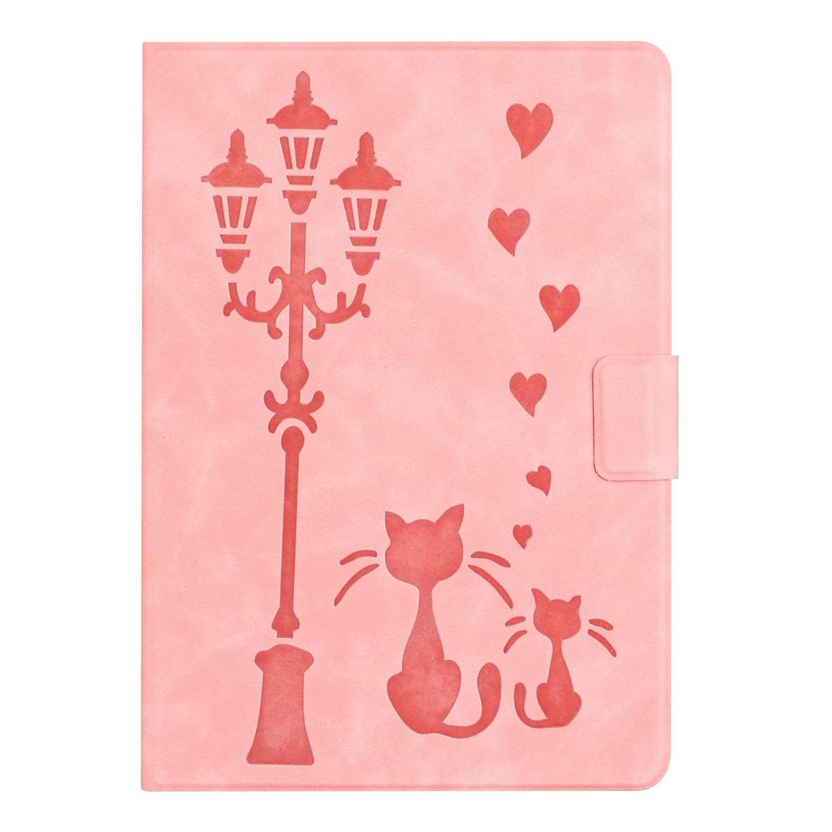 For Samsung Galaxy Tab A7 Lite Embossed Couple Cat Smart Tablet Leather Case(Pink)