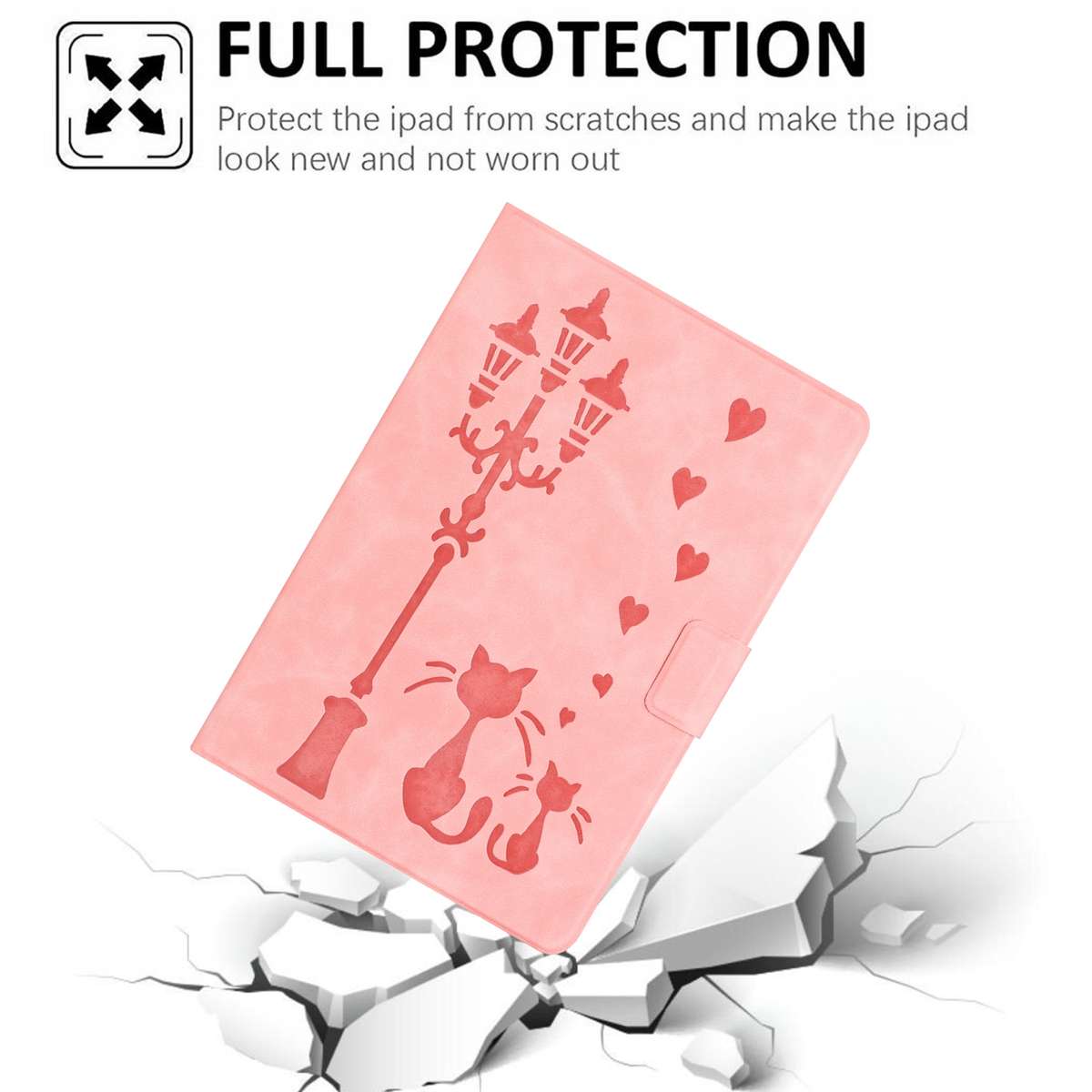 For Samsung Galaxy Tab A7 Lite Embossed Couple Cat Smart Tablet Leather Case(Pink)