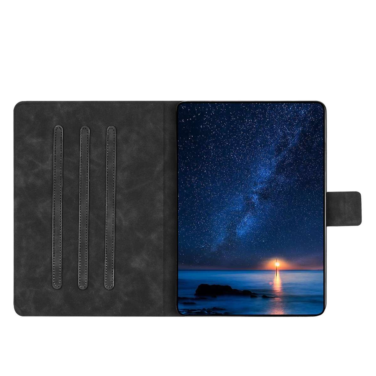 For Samsung Galaxy Tab S5e Embossed Couple Cat Smart Tablet Leather Case(Black)
