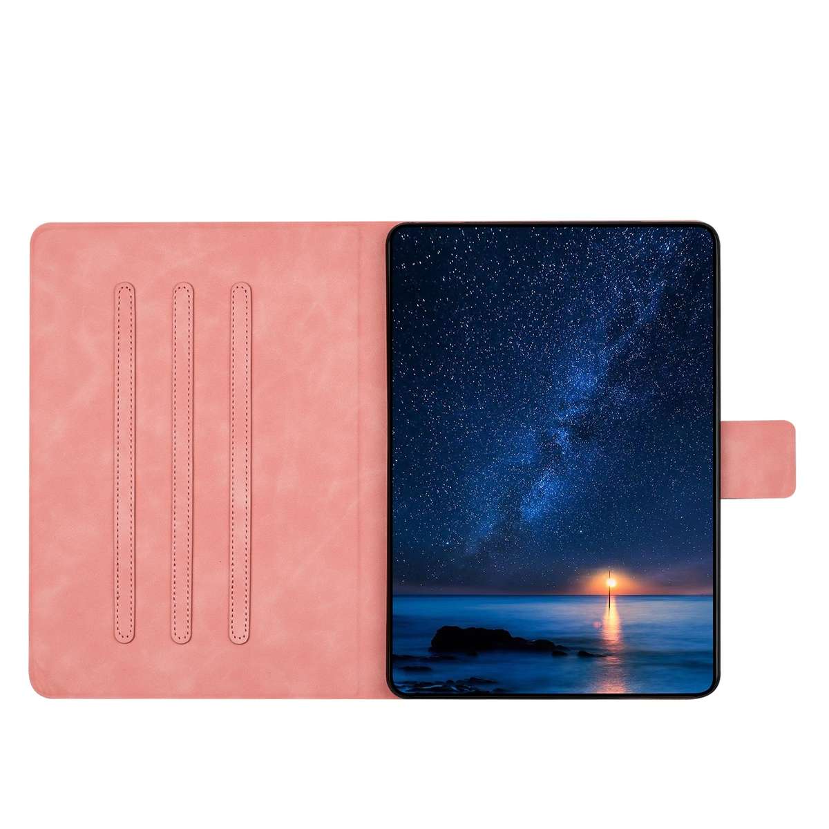 For Samsung Galaxy Tab S5e Embossed Couple Cat Smart Tablet Leather Case(Pink)