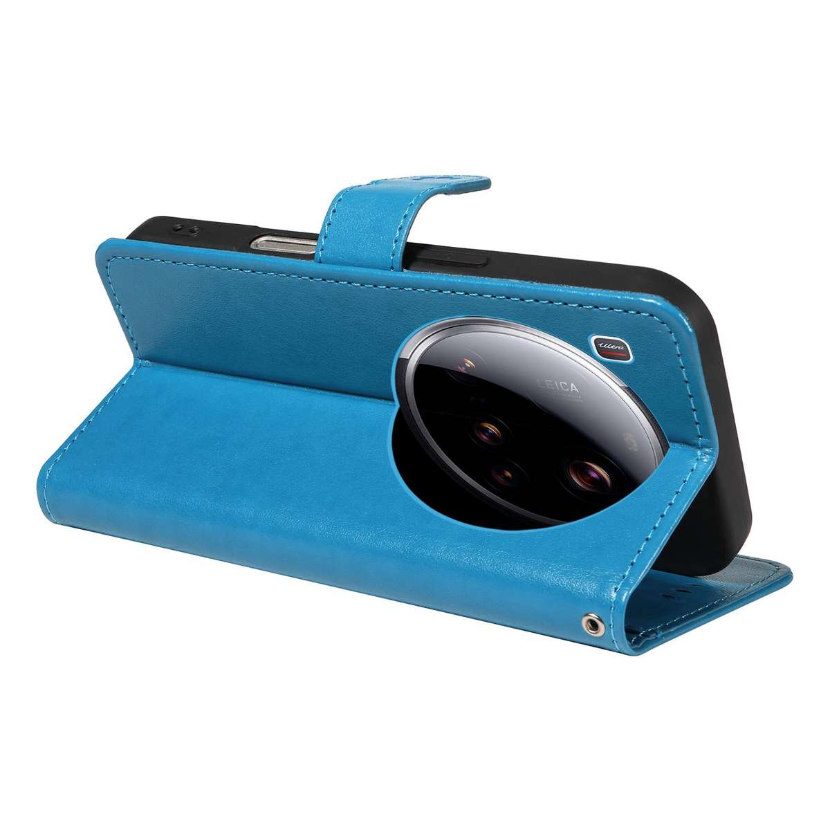 For Xiaomi 15 Ultra 5G Global Cat and Bee Embossed Flip Leather Phone Case(Blue)