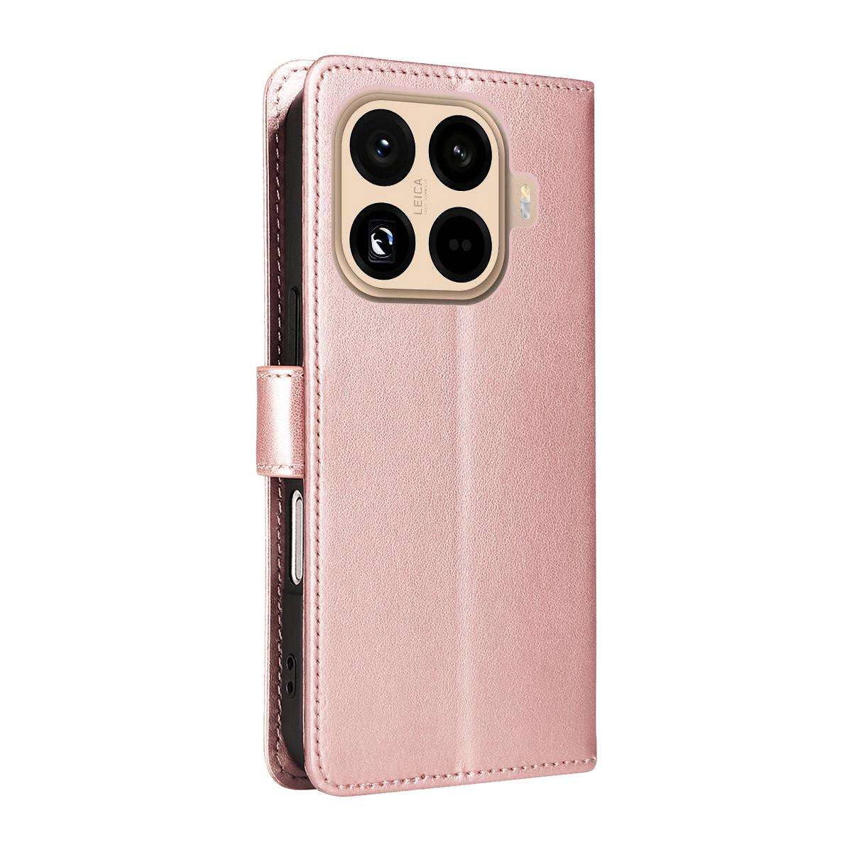For Xiaomi 15T Pro 5G Cat and Bee Embossed Flip Leather Phone Case(Rose Gold)