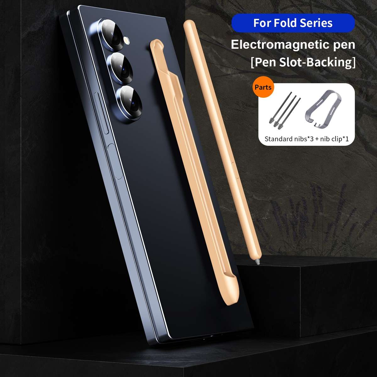 For Samsung Galaxy Z Fold6 / 5 / 4 / 3 Electromagnetic Stylus Pen with Pen Slot(Pink)