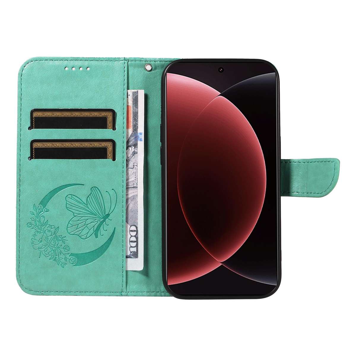 For Xiaomi 15 Ultra 5G Global Swallowtail Butterfly Embossed Leather Phone Case(Green)