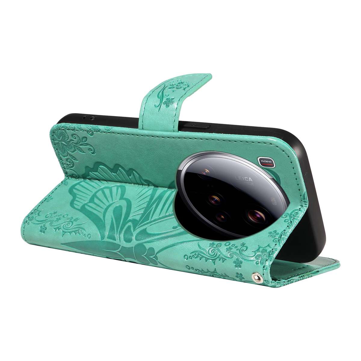 For Xiaomi 15 Ultra 5G Global Swallowtail Butterfly Embossed Leather Phone Case(Green)