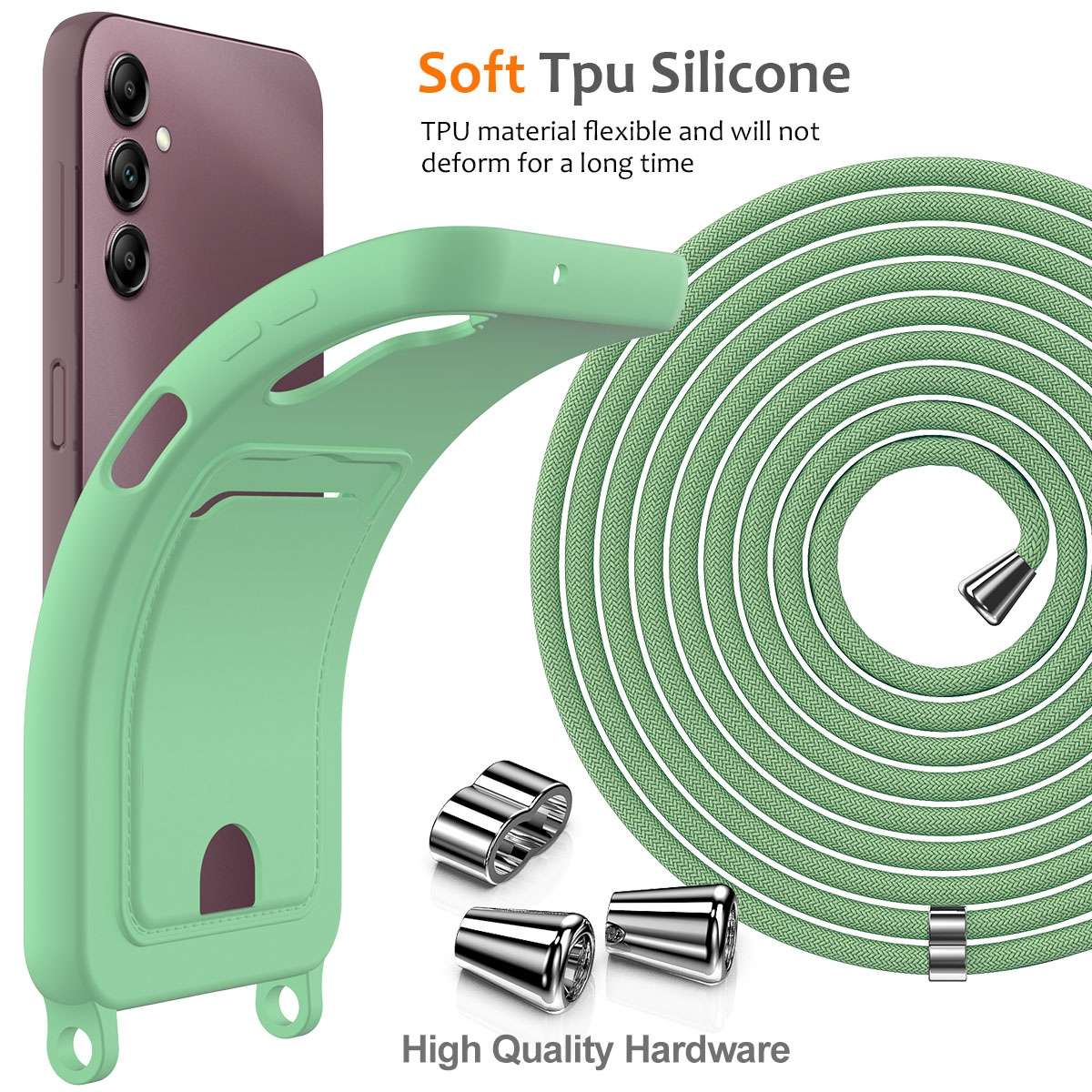 For Samsung Galaxy S24 FE 5G Integrated Card Bag Solid Color Liquid Silicone Phone Cas ... (Green)