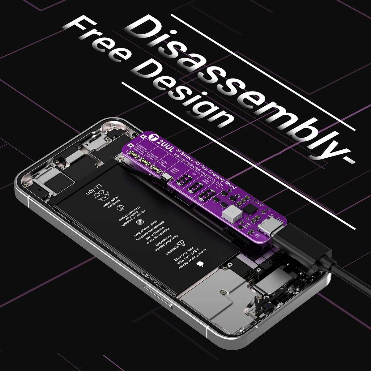 2UUL BT01 PD Fast Charging No-Disassembly Battery Activation Board for iPhone 6 to 15 Pro Max