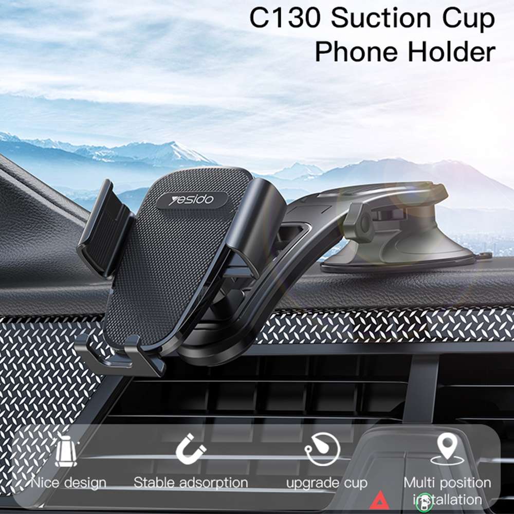 Yesido C130 Car Dashboard Suction Cup Type Mobile Phone Holder(Black)