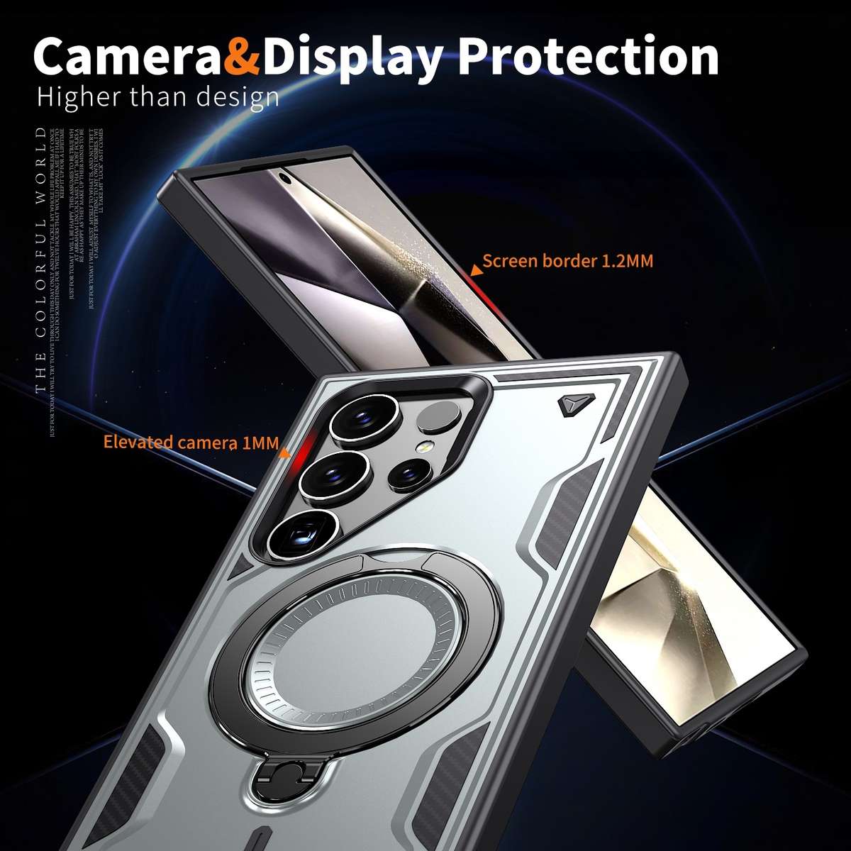 For Samsung Galaxy S24 Ultra 5G PC Hybrid TPU Armor MagSafe Ring Holder Phone Case(Grey)